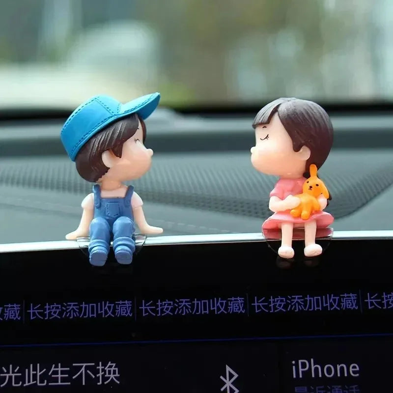 1/2pcs Car Interior Decoration Cute Cartoon Couples Action Balloon Ornament Auto Interior Dashboard Accessories For Girls Gifts