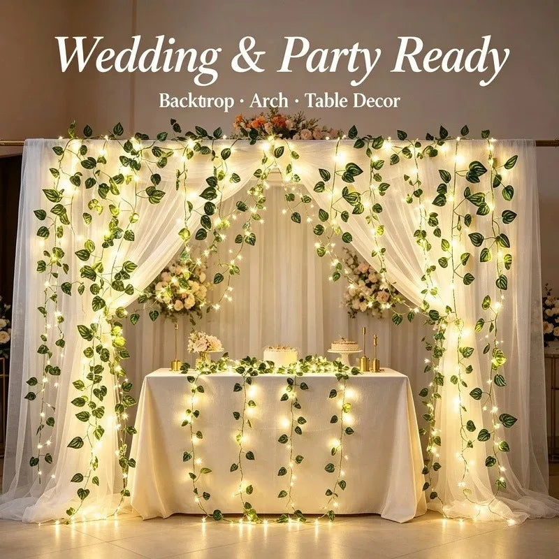 Battery Powered 20 LED Leaf String Lights, Artificial Flower Vine Fairy Lights for Room Garden Wedding Decoration