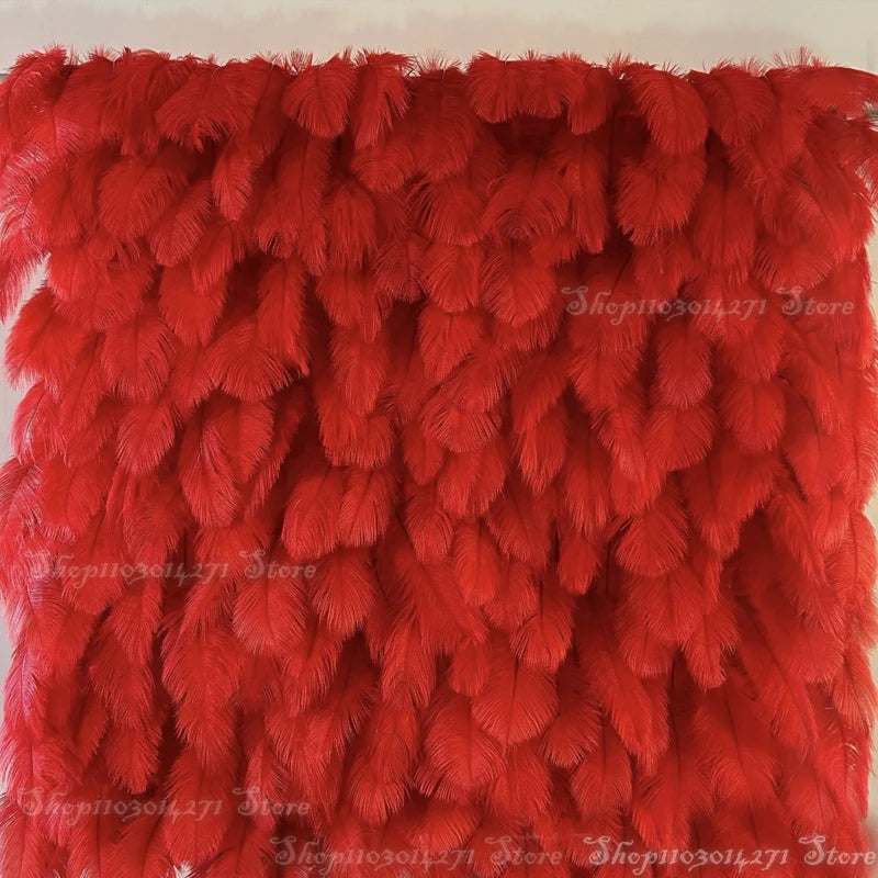 5D Black Rose 8ft X 8ft Feathers Wall Roll Up Backdrop for Wedding Decor Hanging Ivory Artificial Silk Pink Flower Wall Party