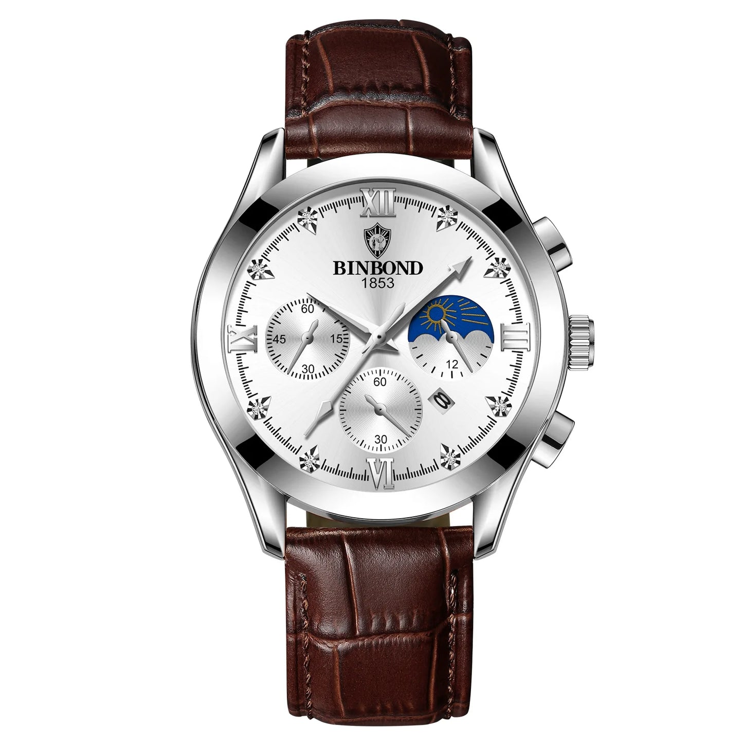 BINBOND Authentic Brand Precise Quartz Watches For Men Luxury Luminous Waterproof Sturdy Men's Watch Stainless Steel Reloj