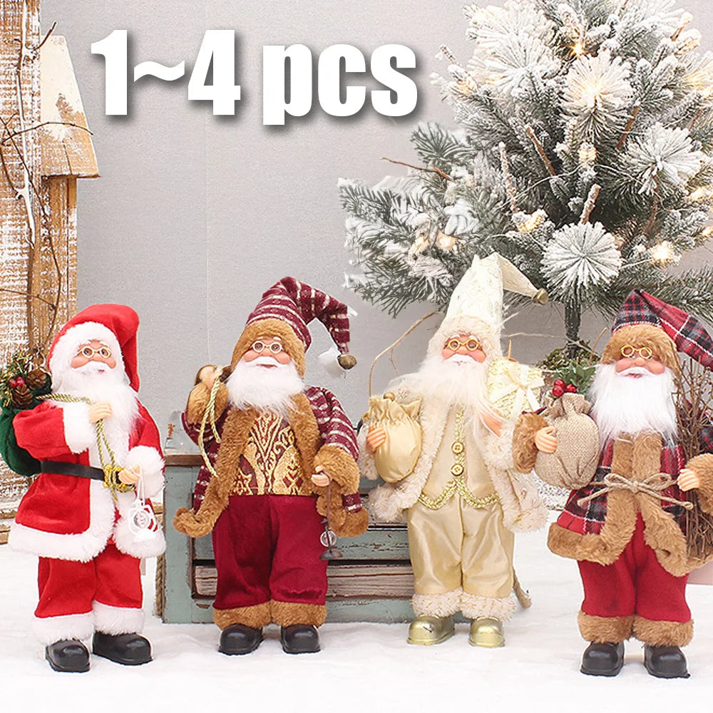 1~4PCS 2026 Christmas Decoration for Home Santa Claus Plush Doll 30cm Navidad Party Decor Xmas Ornaments New Year Gift