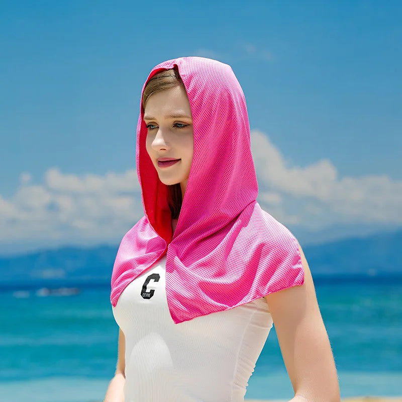 1PC Cooling Hoodie Towel Cooling Towel Quick Drying Absorbent Towels Sports Fitness Camping Cycling Suitable for Hot Weather