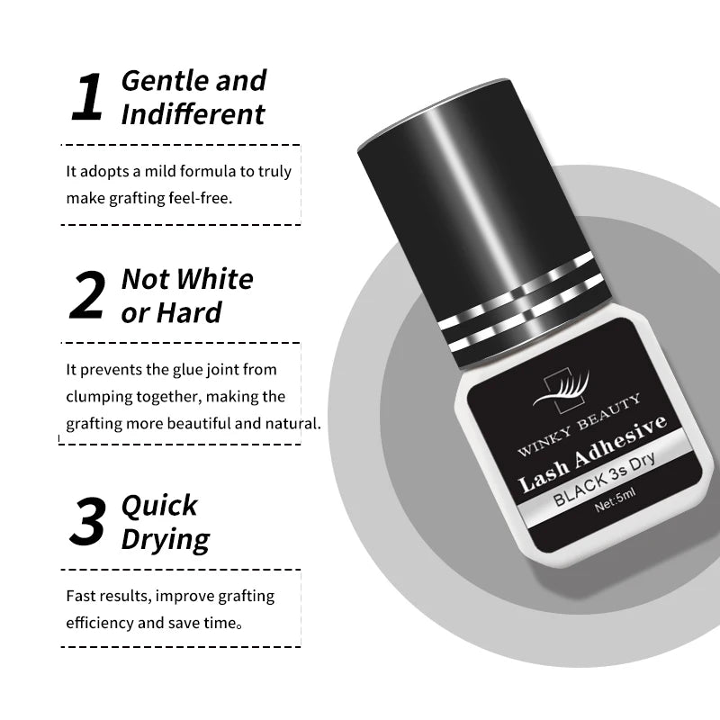 Winky Beauty 1/3 Second Fast Drying Strong False Eyelash Extension Glue Adhesive Retention 5-7 Weeks Low Smell Mink Eyelash Glue