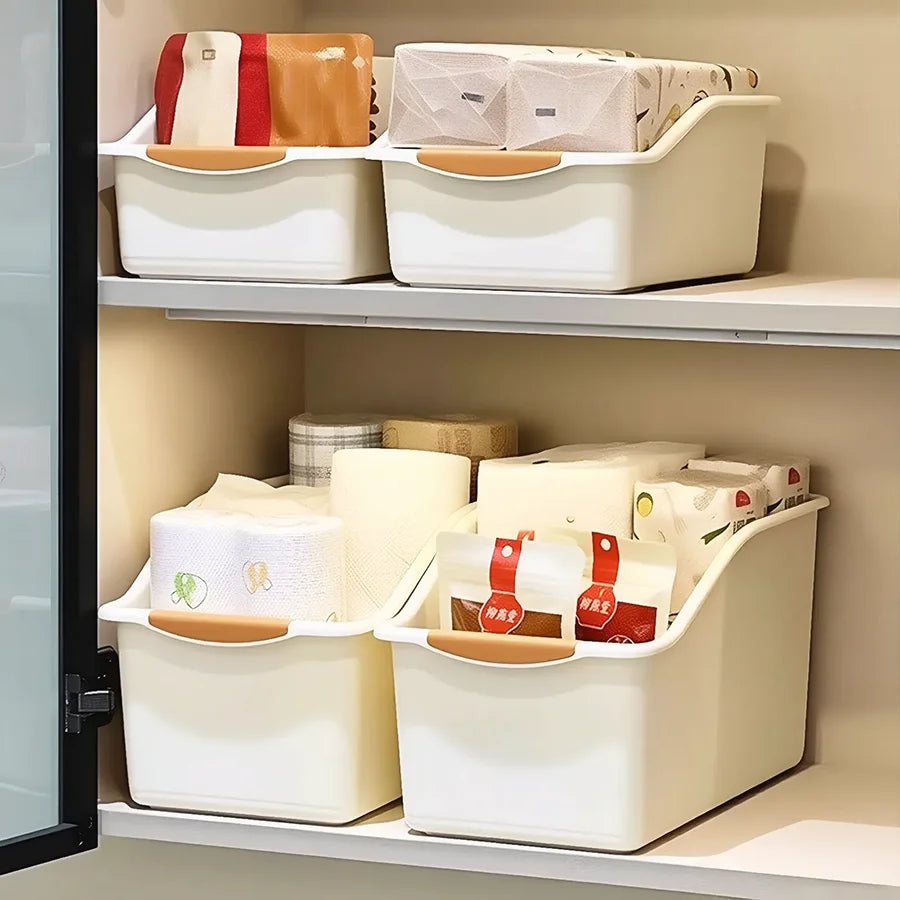 2/3pcs Plastic Under Sink Organizer with Wheels, Bottle Organization Bins Kitchen Cabinet Organizers Plastic Basket for Under