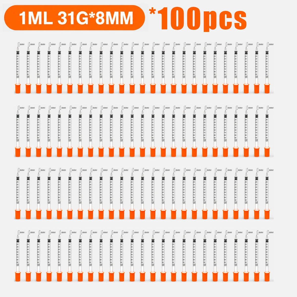 20pcs/100pcs 1ml 0.5ml 30G 31G Pet Animal Dog Cat Disposable Syringe Plastic Veterinary Syringe With Needles Medical Supplies