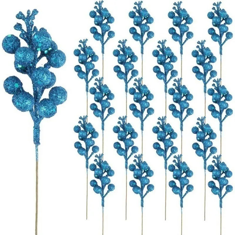 5Pcs Pink Artificial Flowers Berry Christmas Tree Ornament for Xmas Wedding Wreath Decoration New Year 2026 Wreath Accessories
