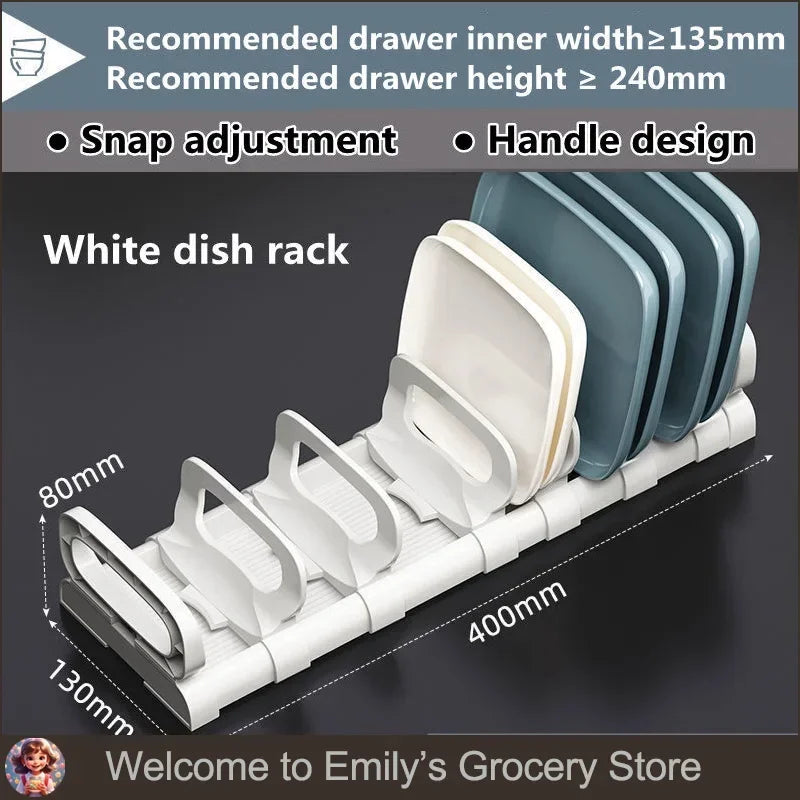 Retractable Drawer Bowls Plate Storage Holder Shelves Countertop Sink Supplies Shelf Kitchen Under Cabinet Adjustable Dish Rack