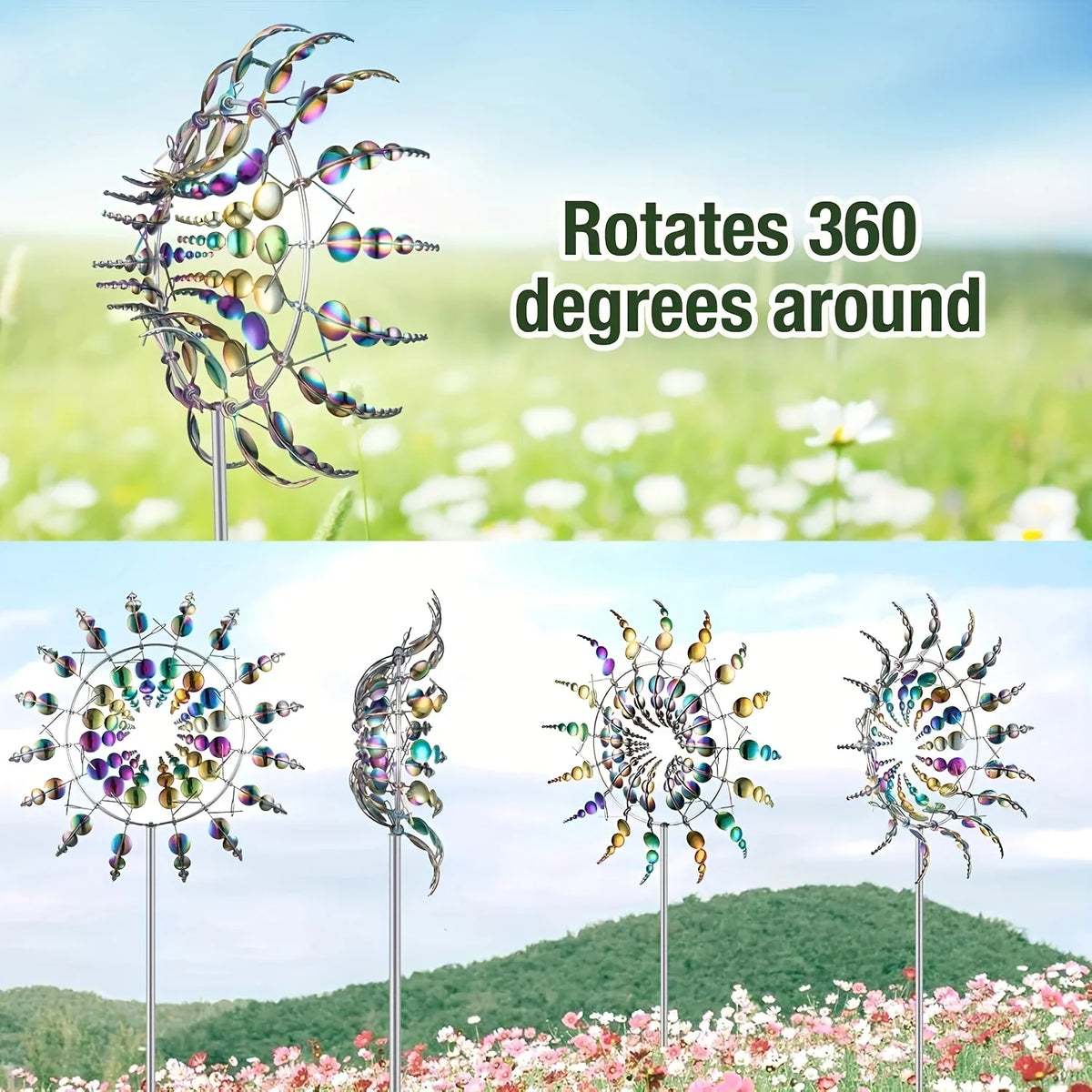 1 Piece of Metal Powered Windmill - Outdoor Garden Decoration, No Battery Required, Creative Lawn Art Rotator