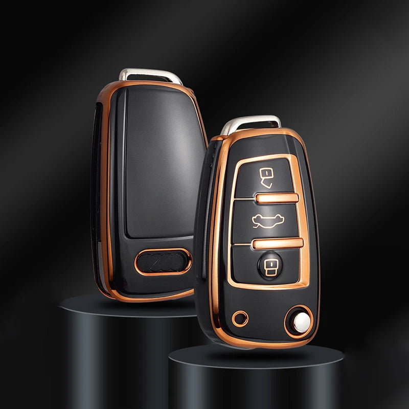 Fashion TPU Car Flip Key Case Cover Shell For Audi A1 A3 8P 8L A4 A5 B6 B7 A6 A7 C5 C6 4F Q3 Q5 Q7 Q8 TT S3 S4 S6 RS Accessories