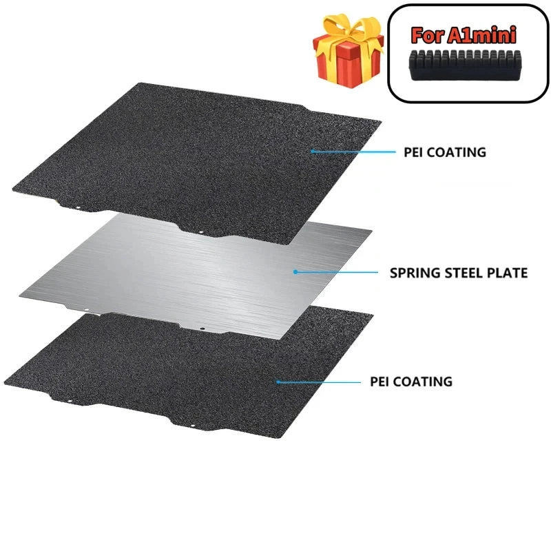 For Bambu Lab A1 Mini Build Plate Double Sided H1H PEY PEO PET PEI Bed Spring Steel Sheet Pei Sheet 184x184 for Bambulab A1 Mini