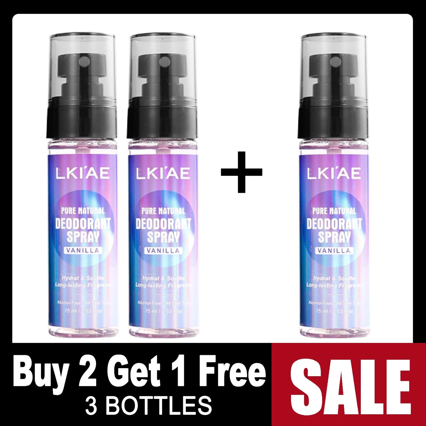 LKIAE Natural Deodorant Body Spray, 12H Antiperspirant And Odor Control, Formulated Without Alcohol, For Women & Men