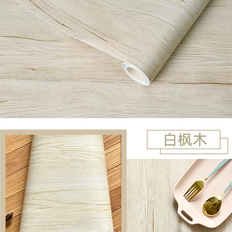 Wood Grain DIY Sticker PVC Self Adhesive Waterproof Wallpapers Renovation Furnitures Wall Stickers Home Decor Sticky Paper Decal