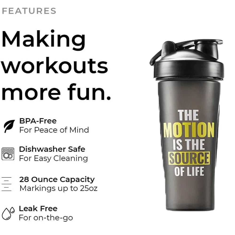 Protein Powder Shaker Cup400/600/650ml with Metal Stirrer Fitness Sports Mixing Bottle Portable Leak Proof Plastic Cup Drinkware