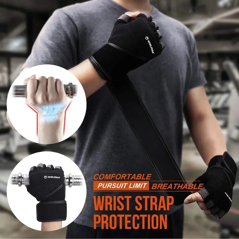 WIinmax Half Finger Fitness Gloves Palm Protect Non-Slip Weightlifting Dumbbell Horizontal Bar Training Gloves Gym Equipment