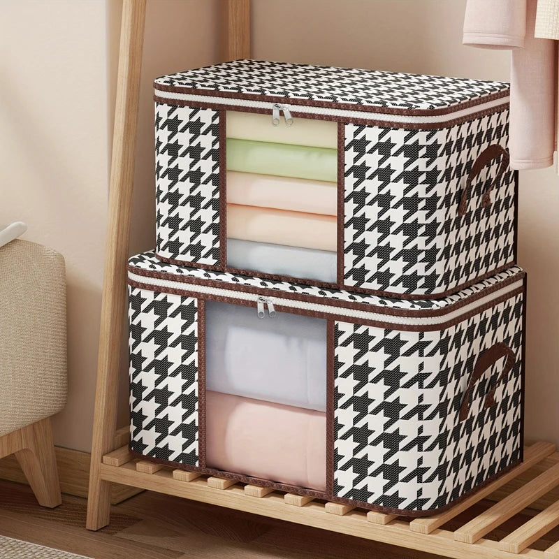 Visible Storage Box Portable Home Clothes Organizer with Handles Foldable Dustproof Quilt Toys Container Large Capacity 50/70L