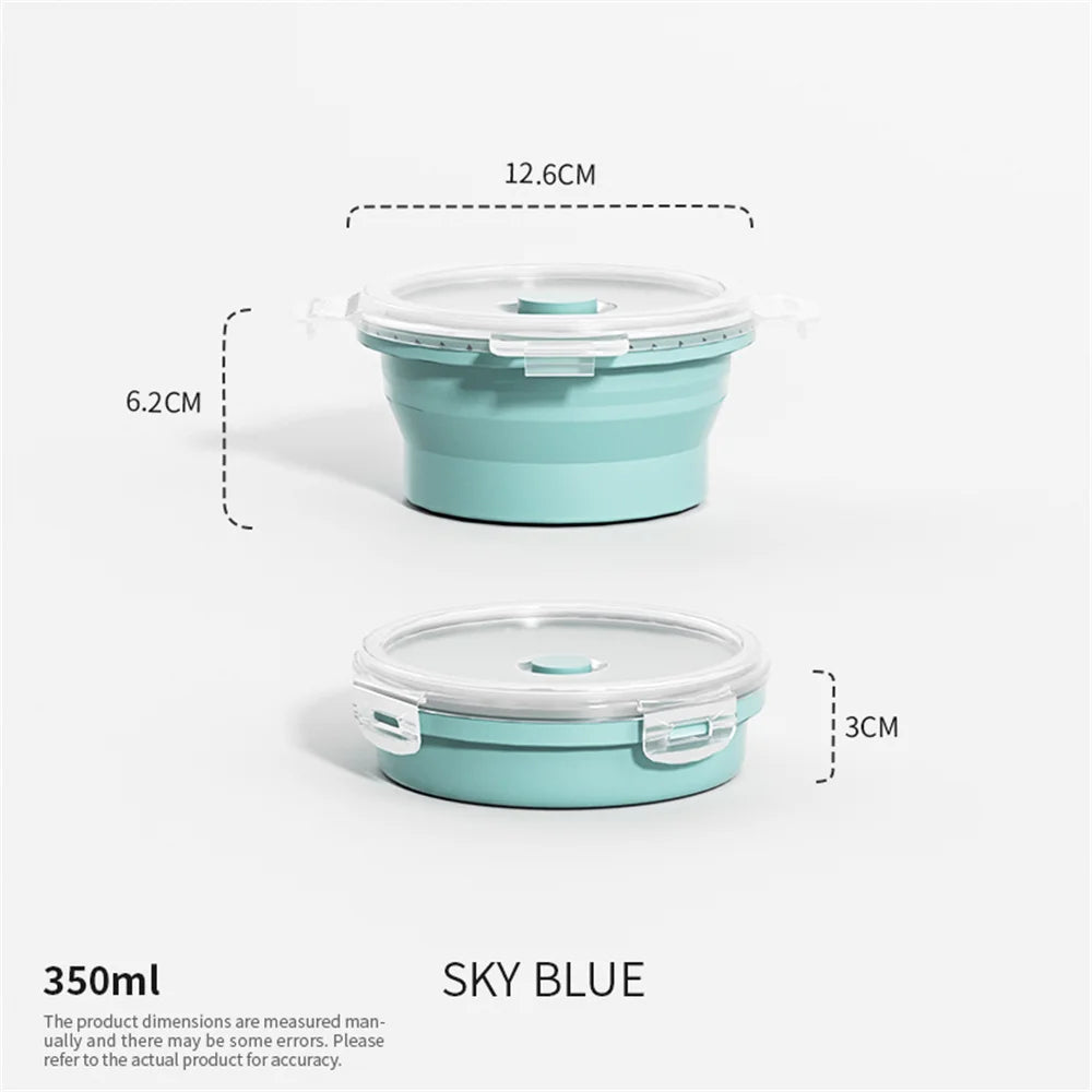 Collapsible Food Storage Container with Lid Portable Silicone Food Container Microwave Freezer Safe Lunch Box