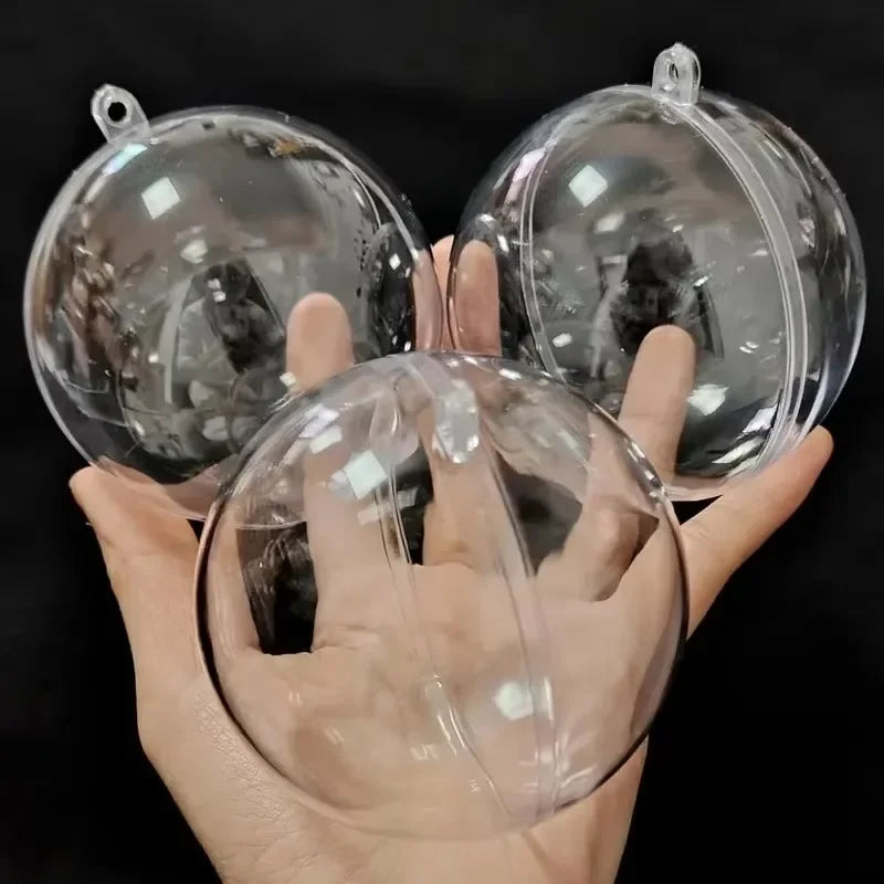 10/1Pc Christmas Transparent Ball Plastic Christmas Trees Open Ball Box Bauble Ornament Wedding Gift Party Home Decoration