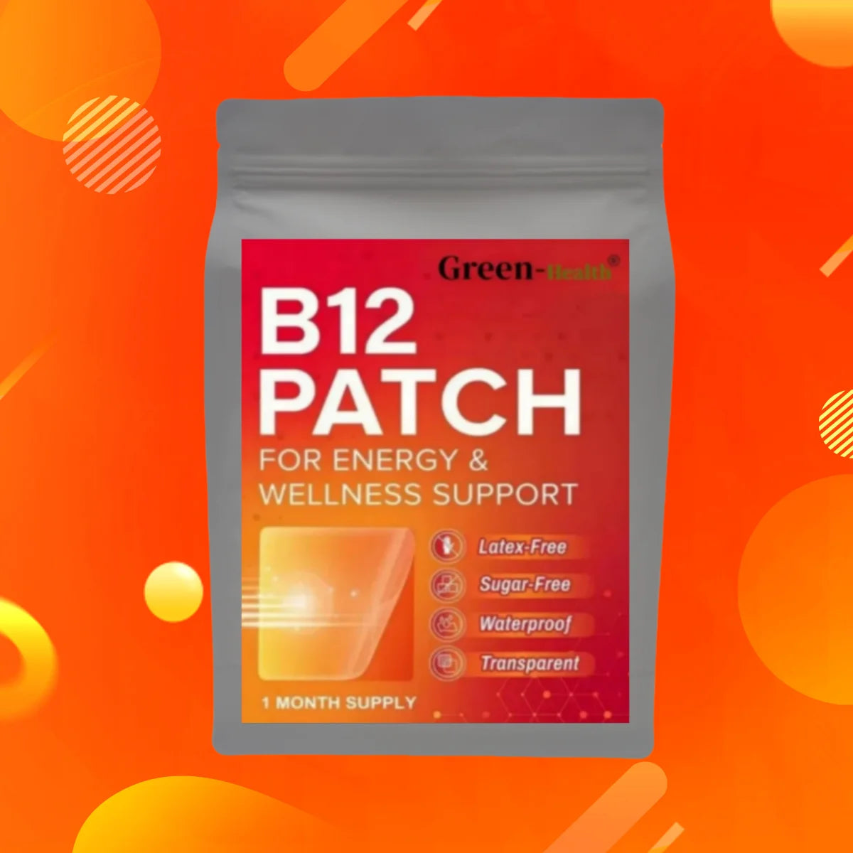A5YE  Daily B12 Patch Transdermal Self-Adhesive Natural Blend 30 Count for 1 Month Supply of Vitamin B12 Patches