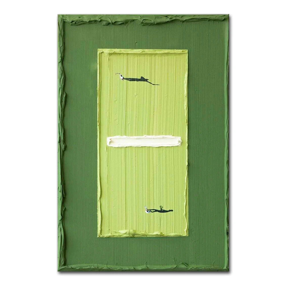 Mintura,Handpaintd Abstract Texture Green Tennis Court Oil Painting on Canvas,Modern 3D Knife Art Poster,Wall Picture,Home Decor