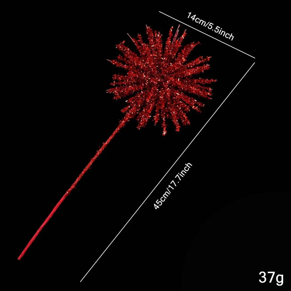 Plastic Christmas Artificial Flowers Glitter 50cm Xmas Decorative Flowers Simulated DIY Floral Arrangements