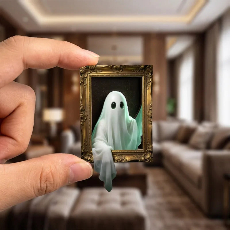4/8PCS Halloween Wooden Refrigerator Magnet Spooky Art Fridge Magnet Frame Picture Stickers Halloween Party Gift Home Decor
