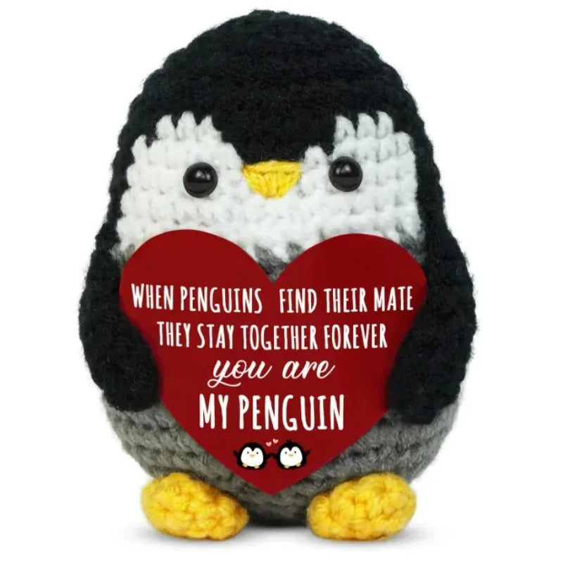 Positive Penguin Crochet Christmas Anniversary Romantic Gifts for Women Men Birthday Stocking Stuffers Gifts for Couple