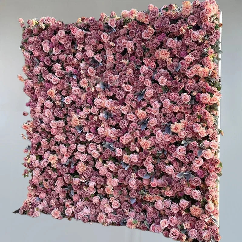 5D White Rose Cloth Flower Wall Artificail Fabric Roll Up Hydrangea Floral Wall Wedding Backdrop Decor Hang Curtain Photo Props