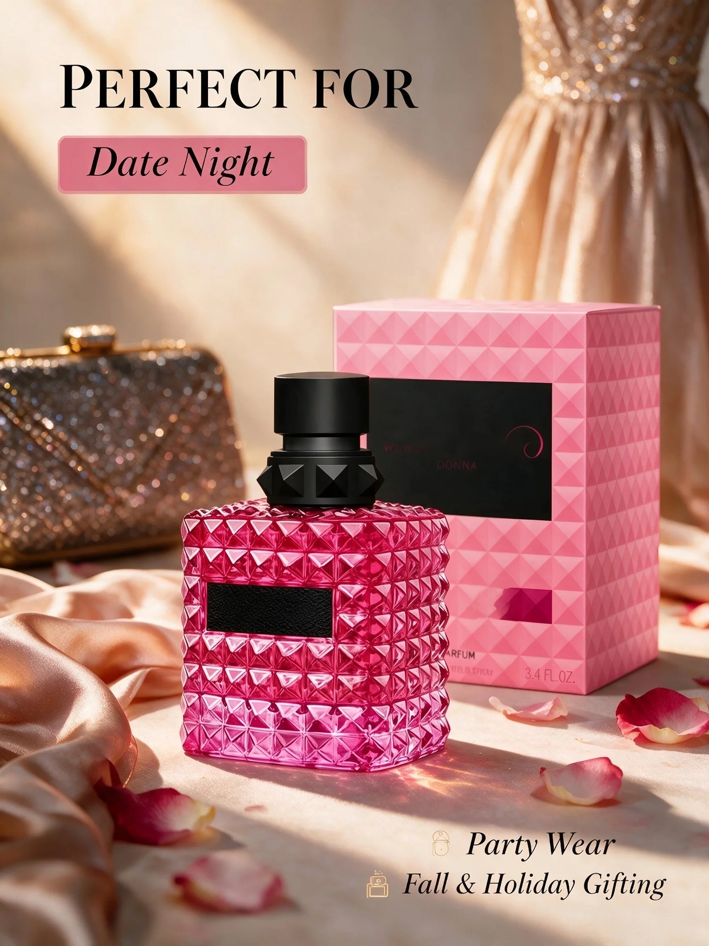 Women Eau de Parfum Perfume 100ml 3.4 fl.oz Luxury Sweet Floral Fruity Fragrance Long Lasting Feminine Signature Scent Elegant Romantic Aroma Date Night Party Wear Fall Fashion Back to School Halloween Thanksgiving Christmas