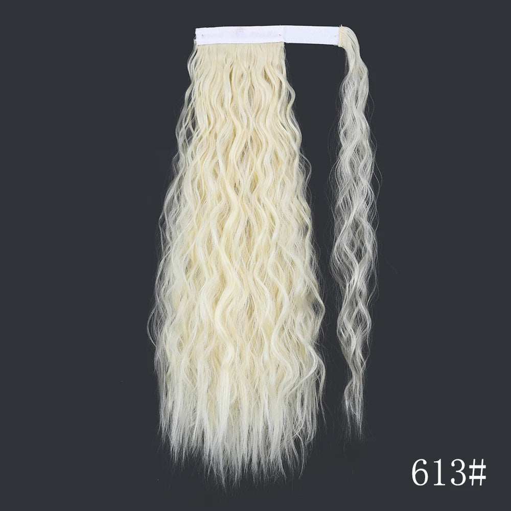 LISI GIRL Synthetic Hair 22''34'' Long Straight Ponytail Wrap Around Ponytail Clip in Hair Extensions Black Hairpiece Headwear