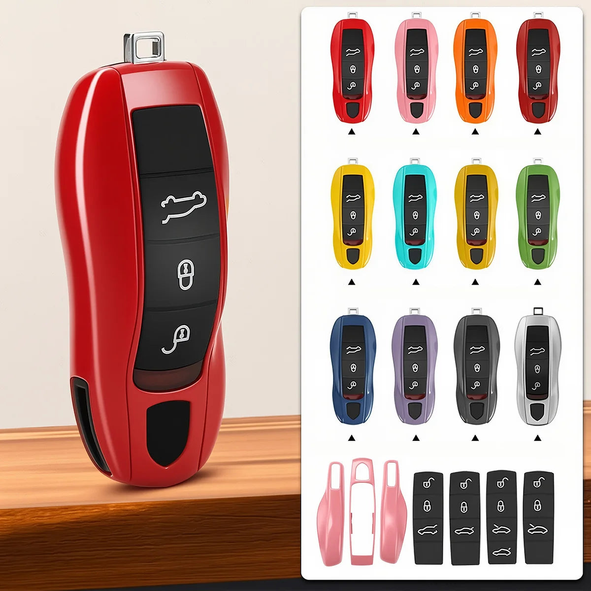 For Porsche Panamera Carrera Macan Boxster Cayman Cayenne Taycan 911 970 981 991 Car Smart Remote Key Case Fob Covers Set Shell