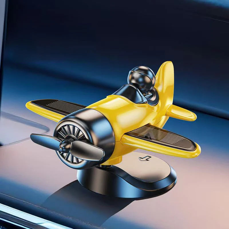 Solar Powered Rotating Airplane Car Dashboard Ornament 360° Auto Spin Decor Airplane Ornaments Car Interior Decoration