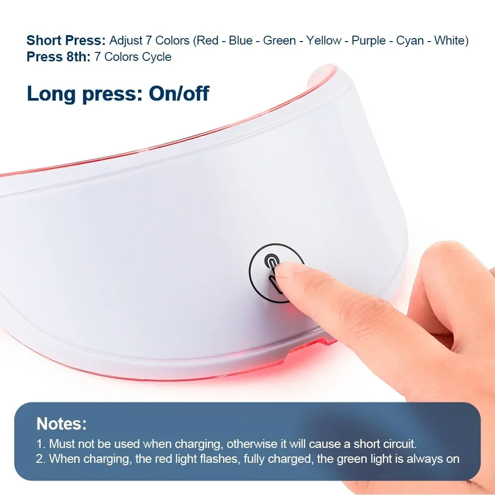 Face and Neck Beauty Machine LED Facial Mask Photon Neck Mask with 7 Colors Skin Care Massager