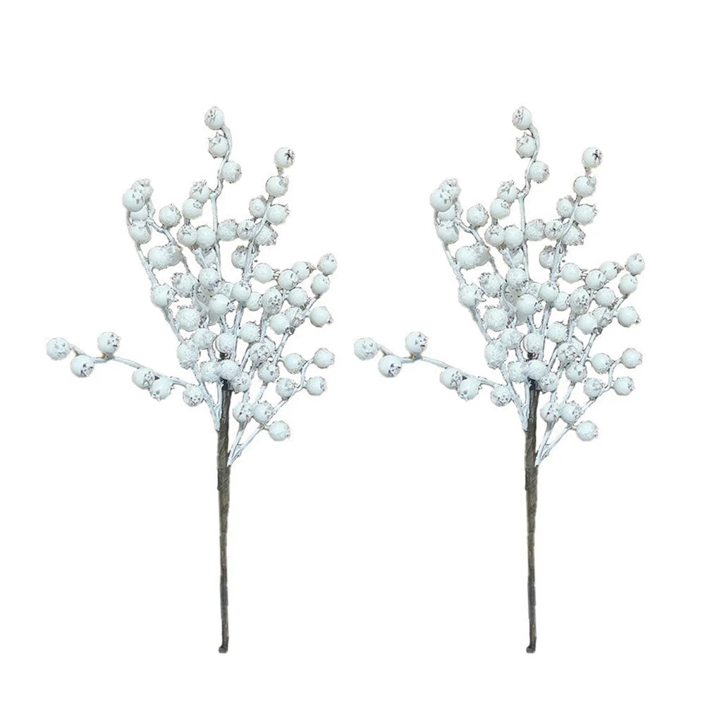 2pcs/ 5pcs Artificial Berry Stems, Winter Berry Picks Christmas Artificial Berries Fake Berry Branches Winter White Holly Stems