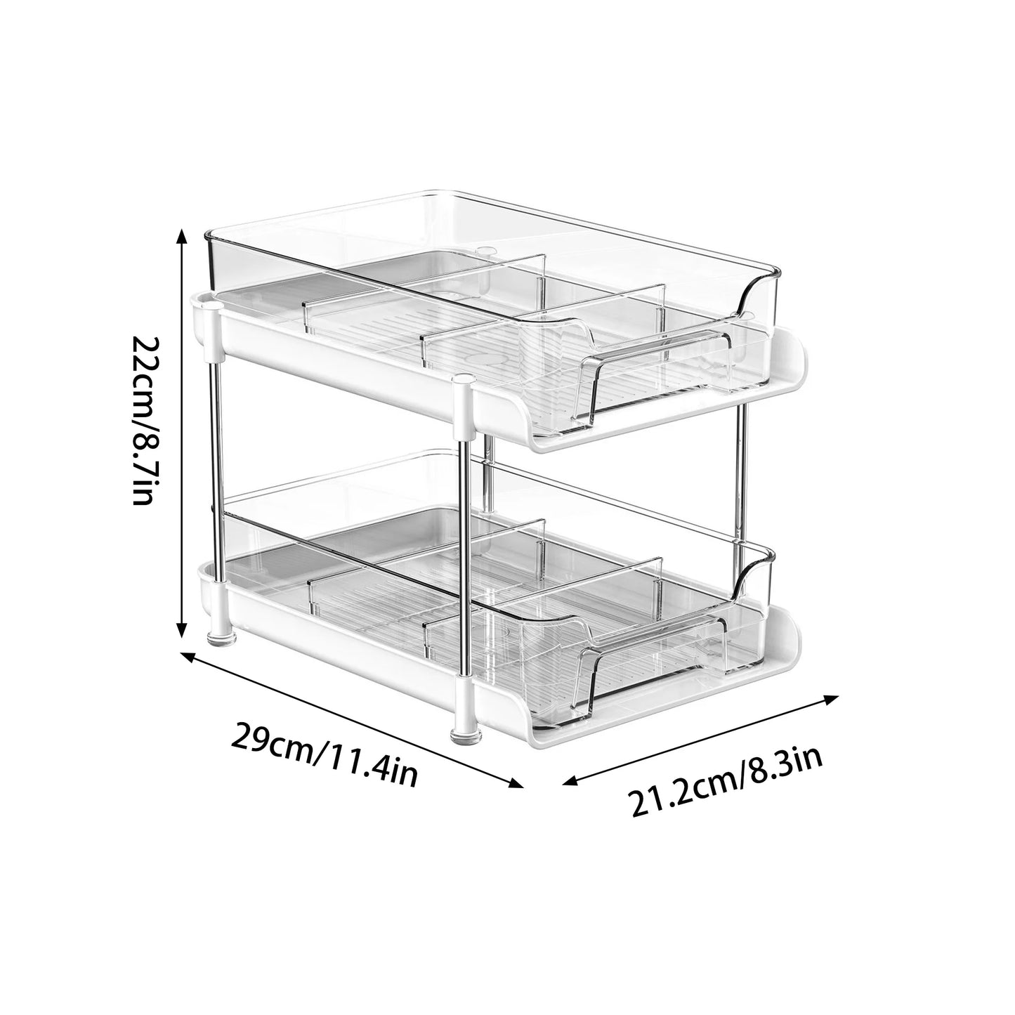 2/3 Tier Under Sink Organizer Sliding Cabinet Basket Organizer Drawer Under Sink Storage Rack Acrylic Bathroom Kitchen Organizer
