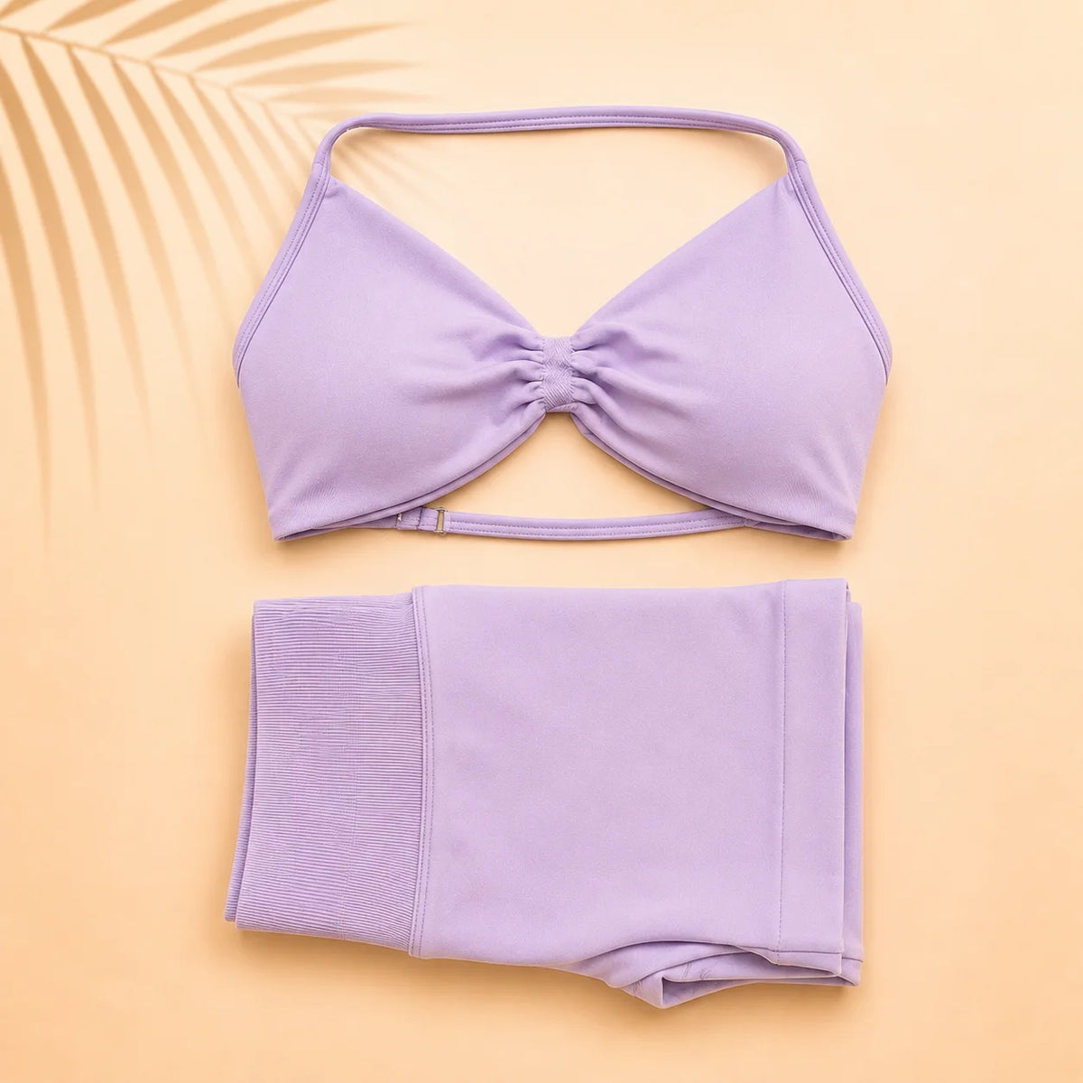 Women Yoga Set Ruched Sports Bra High Waist Shorts 2 Piece Workout Outfit Gym Fitness Activewear Seamless Training Set