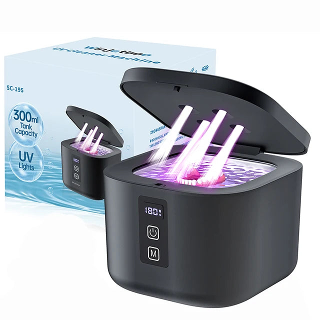 KUNPHY Dental Ultrasonic Retainer Cleaner Machine with UV Light Digital Timer for Denture Mouth Guard Aligner Night Guard 300ML