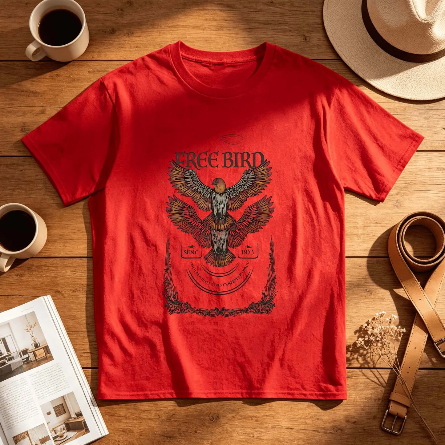 Red Glossy Open Mouth Text Poster Retro 90s Graphic Print T Shirt