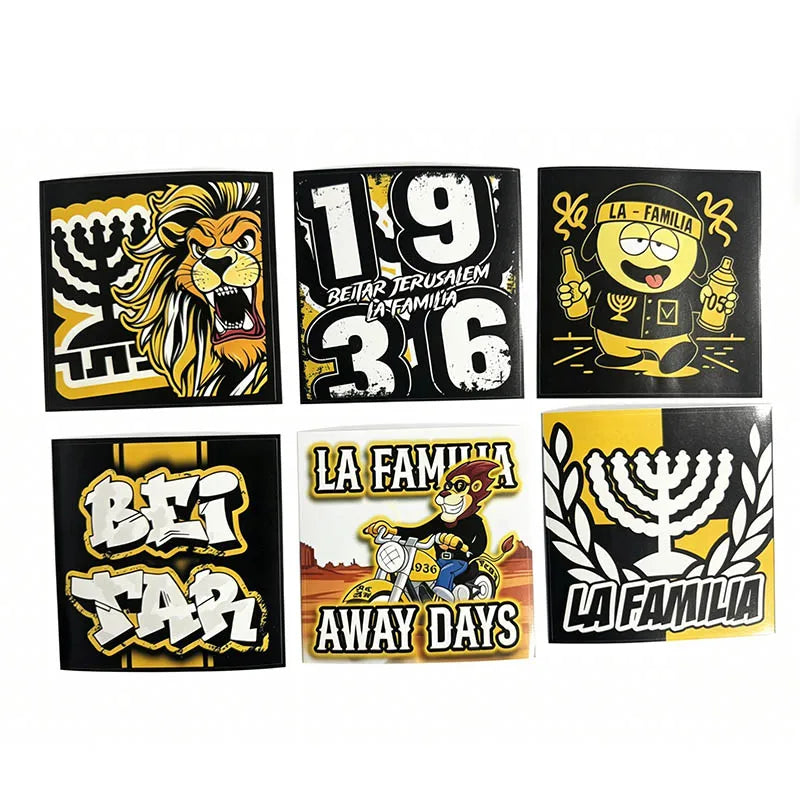 La Familia LF2005 Beitar 9x9cm Decoration Stickers for Bag Cup Wall Fridge - Set of 6 Adhesive Decals