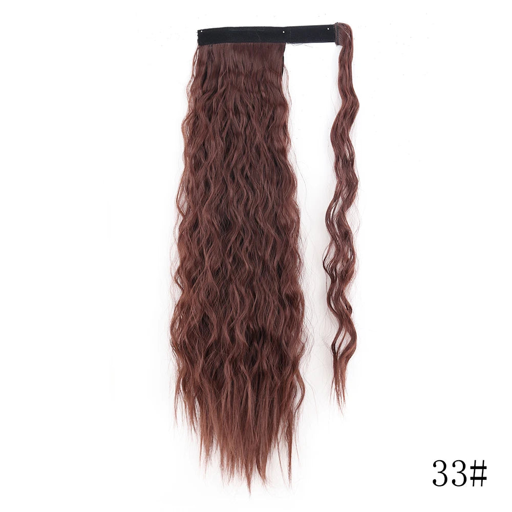 LISI GIRL Synthetic Hair 22''34'' Long Straight Ponytail Wrap Around Ponytail Clip in Hair Extensions Black Hairpiece Headwear