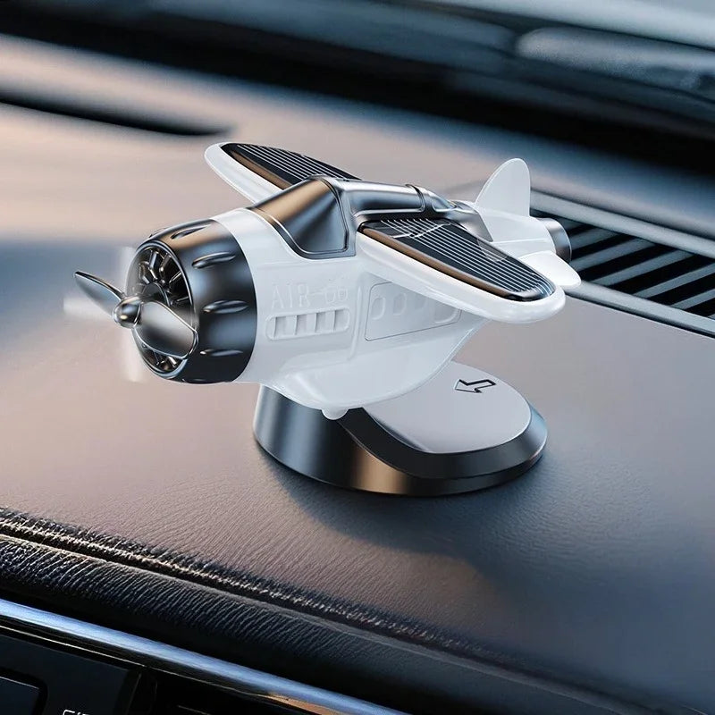 Solar-powered Airplane Ornament,360-degree Rotation, Car Dashboard Decoration,Kinetic Airplane Figurine,Car Interior Accessories