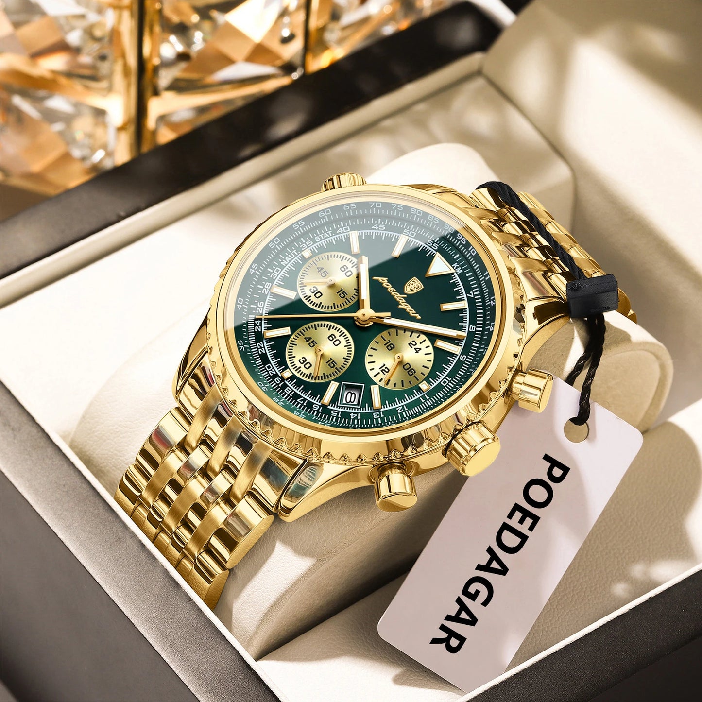 POEDAGAR Top Luxury Male Wristwatch Chronograph Date Waterproof Luminous Men's Watches Stainless Steel Classic Quartz Man Watch