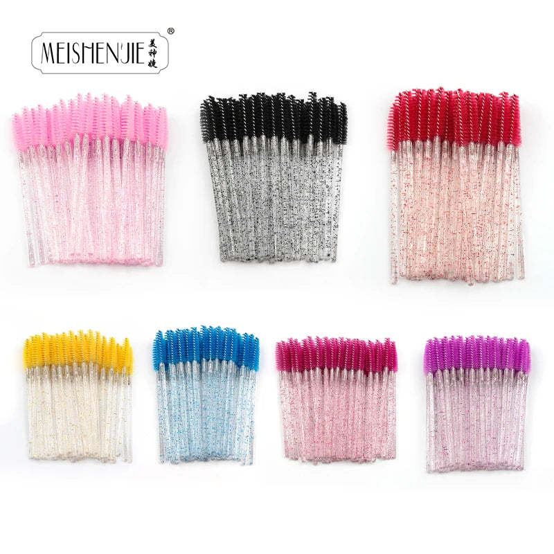 5/50 Pcs Crystal  Mascara Wands Eyelash Brush Spoolies For Eye Lash Extension Eyebrow And Makeup Crystal Makeup Tools