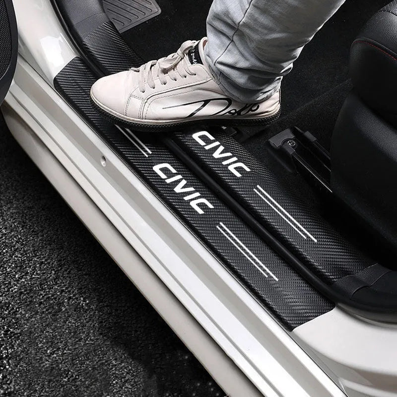 Carbon Fiber Car Door Threshold Sticker Auto Trunk Protective Strip for Honda CIVIC Logo 10th 11th 8th 2025 2023 Accessories