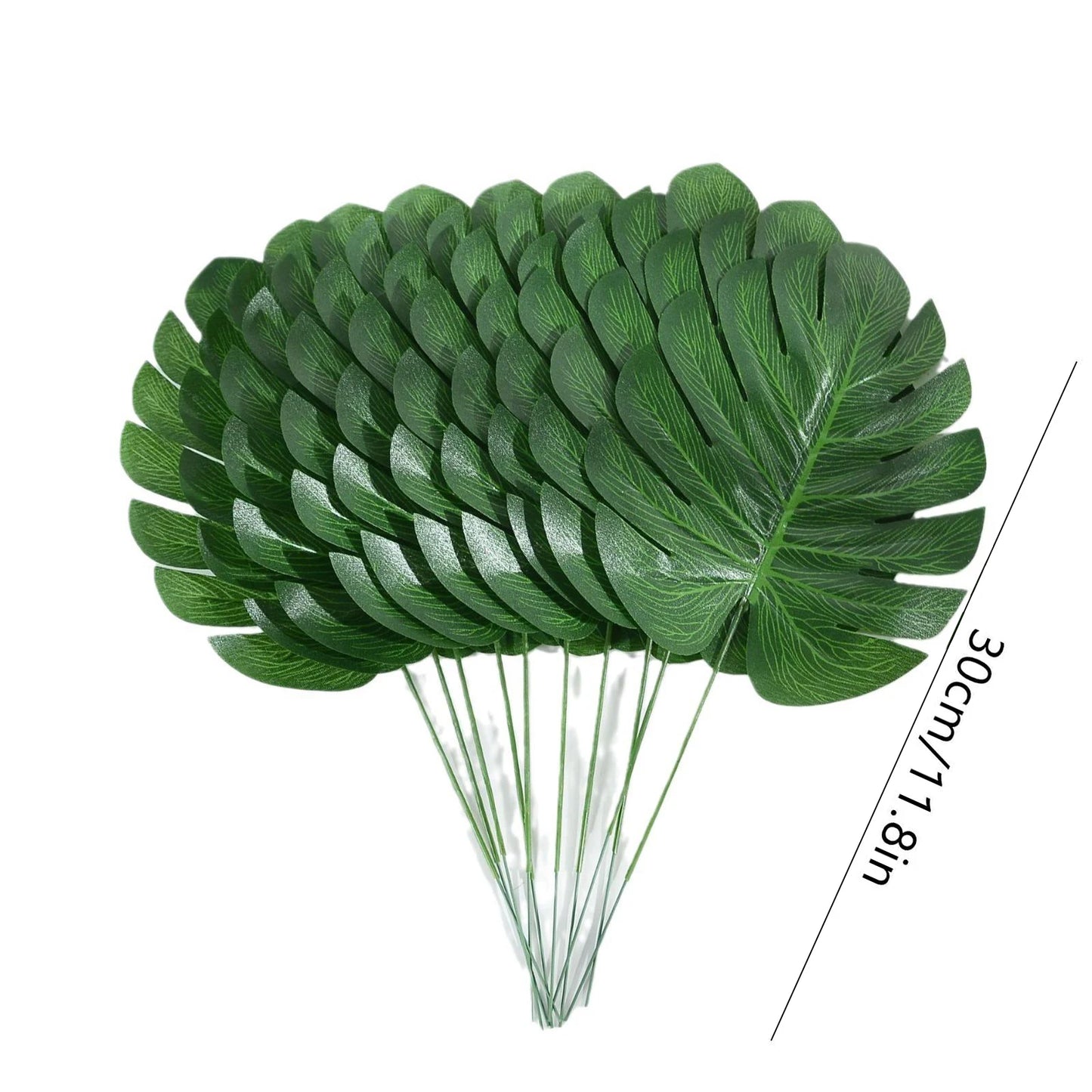 10/50Pcs Artificial Green Turtle Leaf DIY Wedding Birthday Party Home Tabletop Decorative Fake Silk Plant Palm Leaves Branch