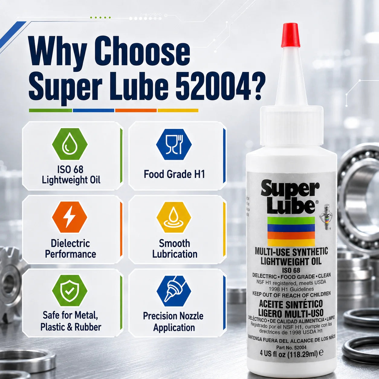 Super Lube 52004 Synthetic Lightweight Oil ISO 68 Multi-Purpose Food Grade Lubricant for 3D Printer Bearings Rails