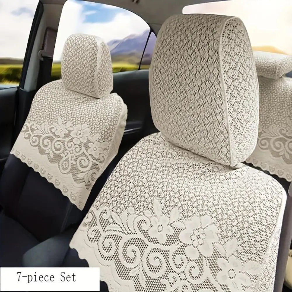 7Pcs Embroidered Car Seat Cover Lace Universal Car Half Seat Cover Breathable for Toyota Corolla Car