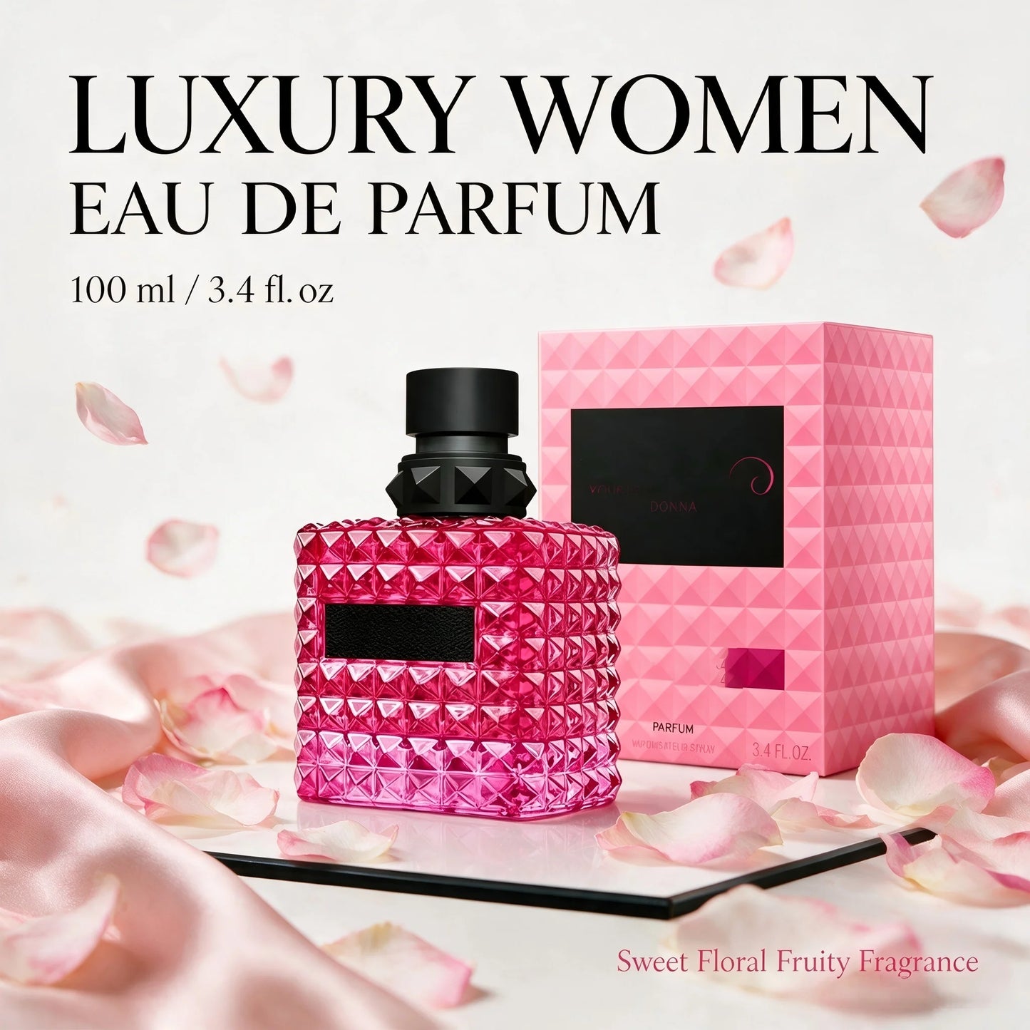 Women Eau de Parfum Perfume 100ml 3.4 fl.oz Luxury Sweet Floral Fruity Fragrance Long Lasting Feminine Signature Scent Elegant Romantic Aroma Date Night Party Wear Fall Fashion Back to School Halloween Thanksgiving Christmas