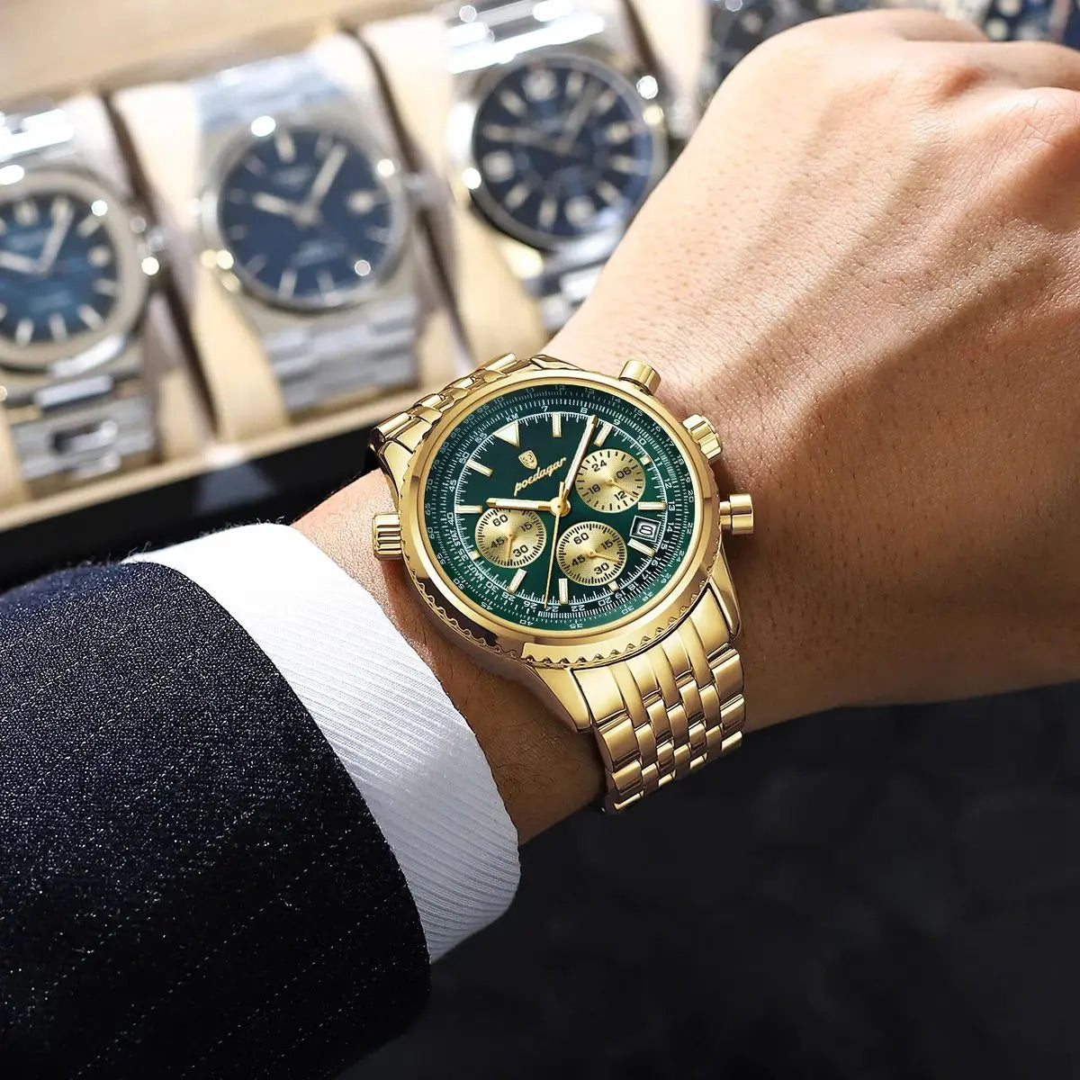 POEDAGAR Top Luxury Male Wristwatch Chronograph Date Waterproof Luminous Men's Watches Stainless Steel Classic Quartz Man Watch