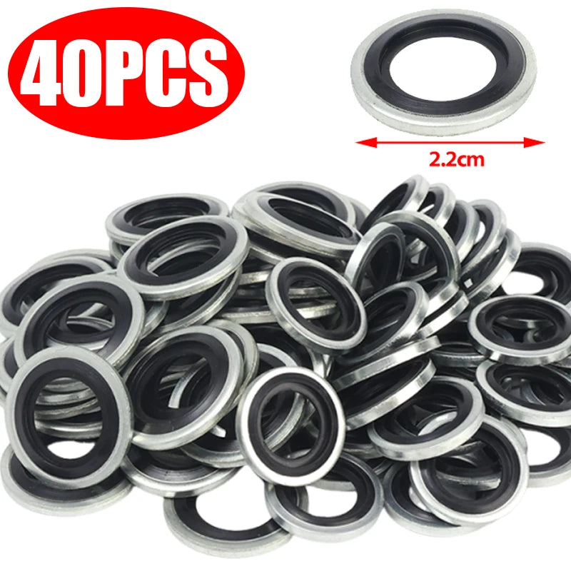 Universal M12/M14 Galvanized Steel Rubber Oil Drain Plug Gasket Engine Sump Sealing Washer Auto Car Part Seal Ring Replacement