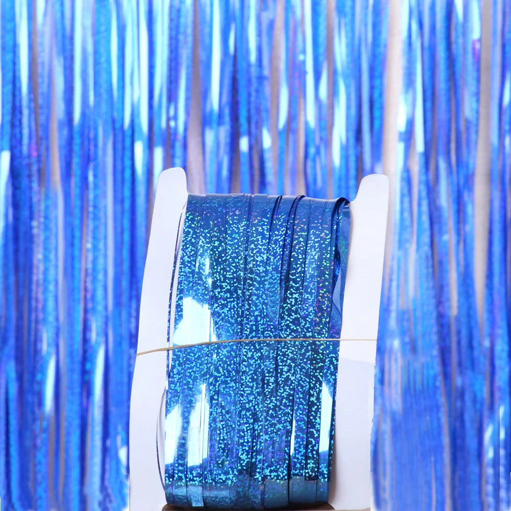 Metallic Tinsel Foil Fringe Curtains Photo Backdrop Glitter Streamers Foil Fringe Backdrop Curtain for Xmas Wedding Background